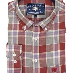 LIVE OAK BRAND MEN'S BRUSHED COTTON BUTTON DOWN XL OZARK RED